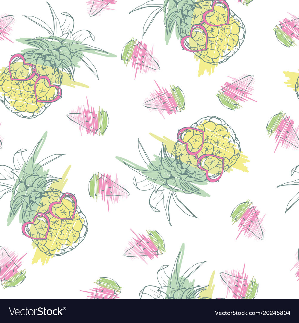 Pineapples background seamless pattern