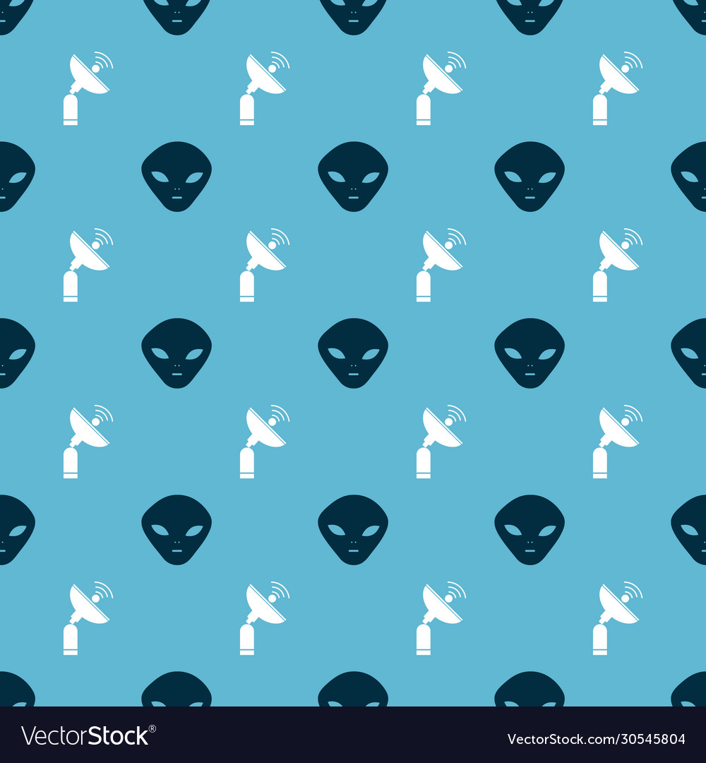 Set alien and radar on seamless pattern