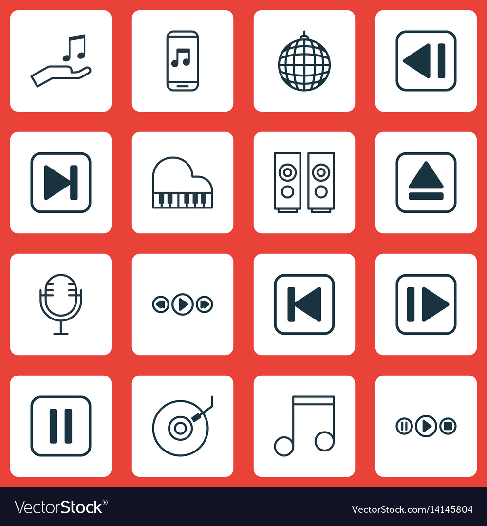 Set of 16 music icons includes extract device