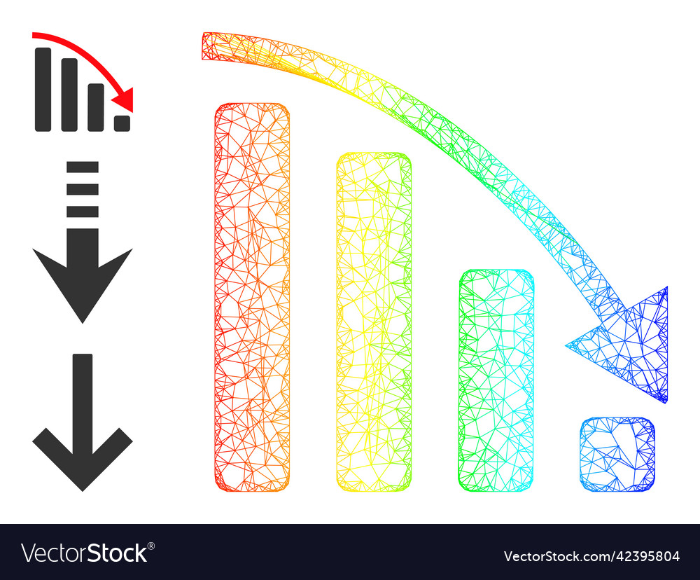Spectral gradient linear mesh negative trend icon vector image Spectral gradient linear mesh negative trend icon