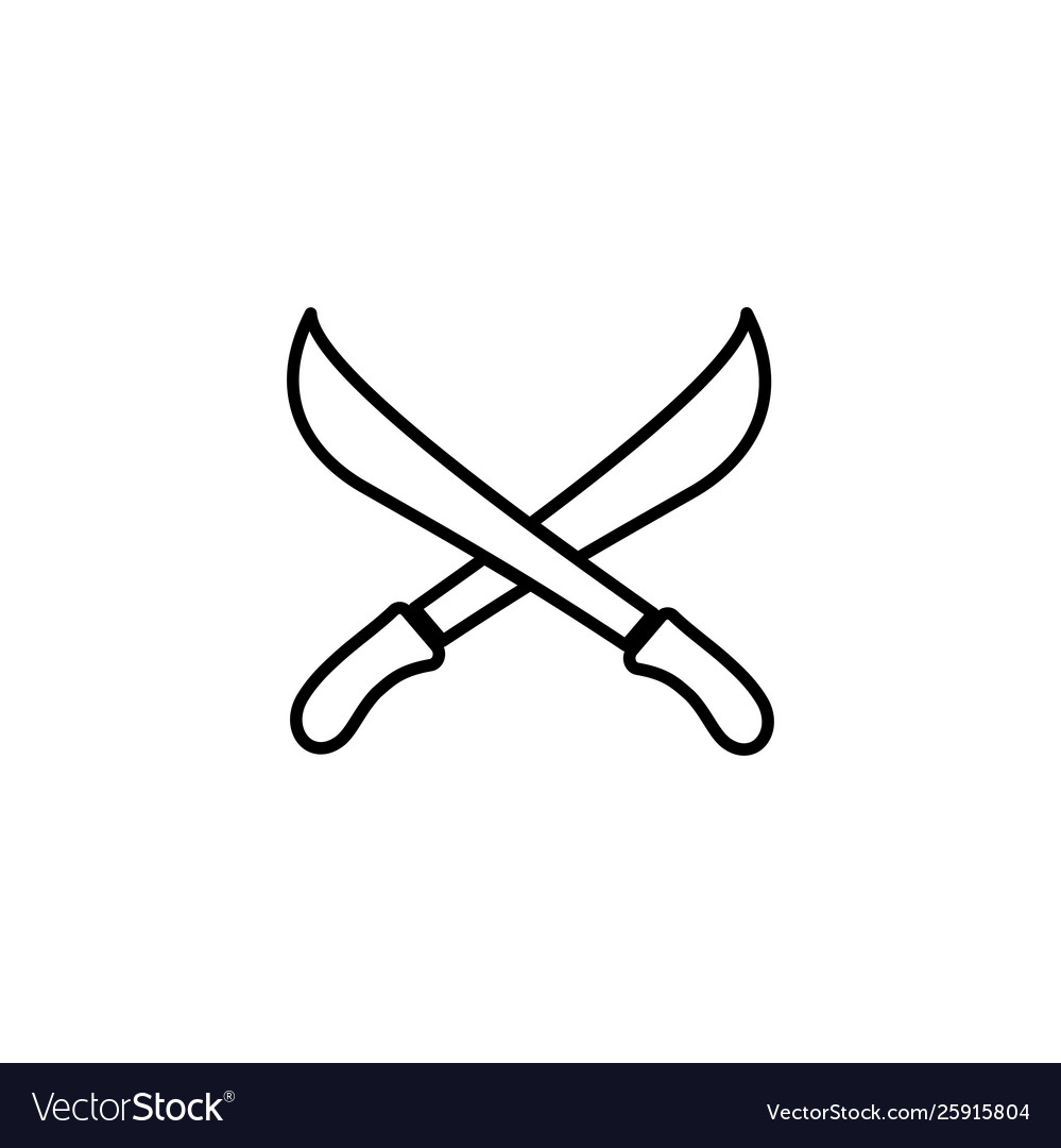 Sword cross line icon in flat style for apps ui