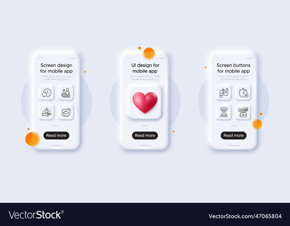 Update time and timer line icons pack vector image Update time and timer line icons pack