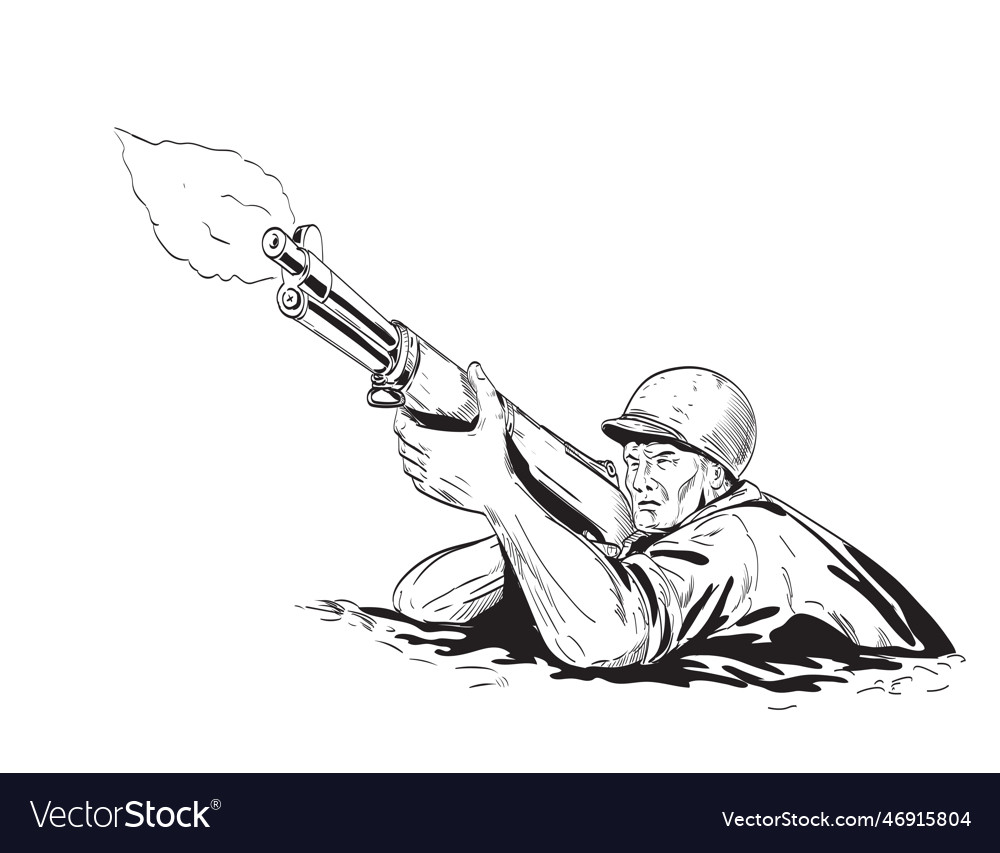 World war two american gi soldier aiming firing Vector Image