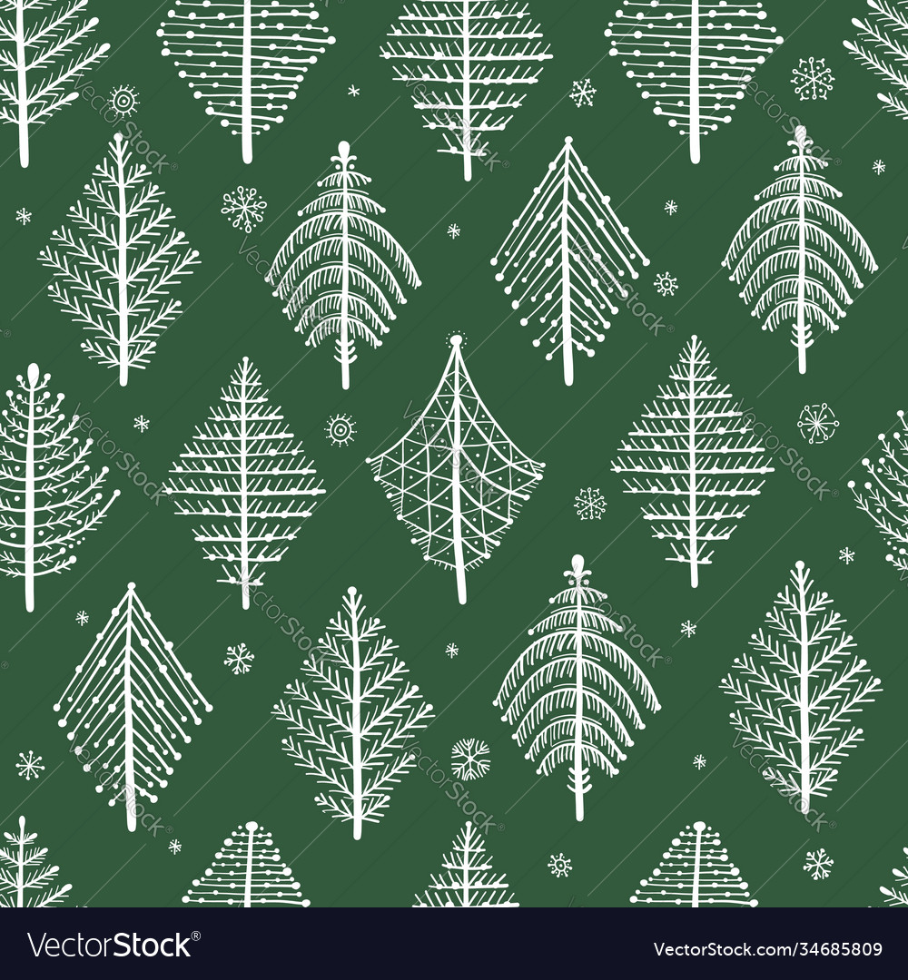Abstract geometric trees seamless pattern vector image Abstract geometric trees seamless pattern