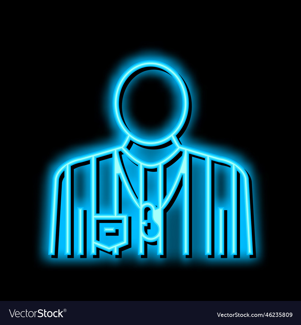 Arbitrator judge or referee soccer neon glow icon