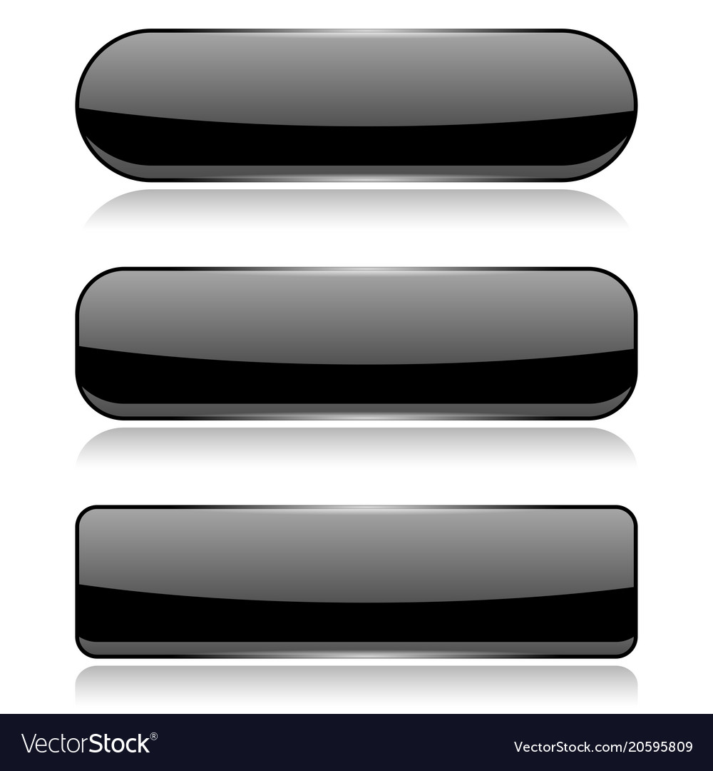 Black glass buttons on white background Royalty Free Vector