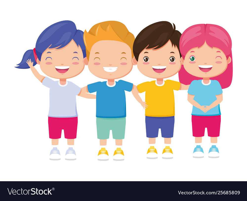 Group boys and girls Royalty Free Vector Image