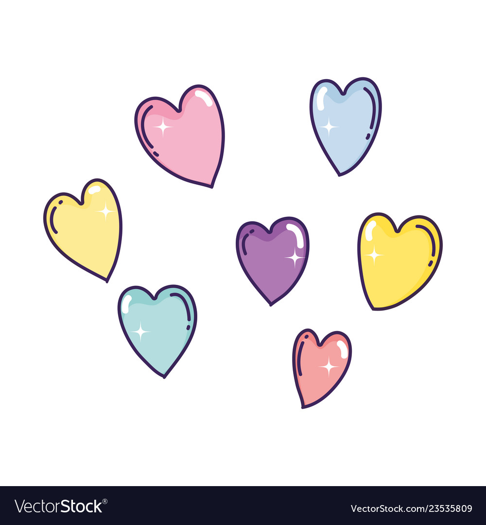 Hearts love colors icons