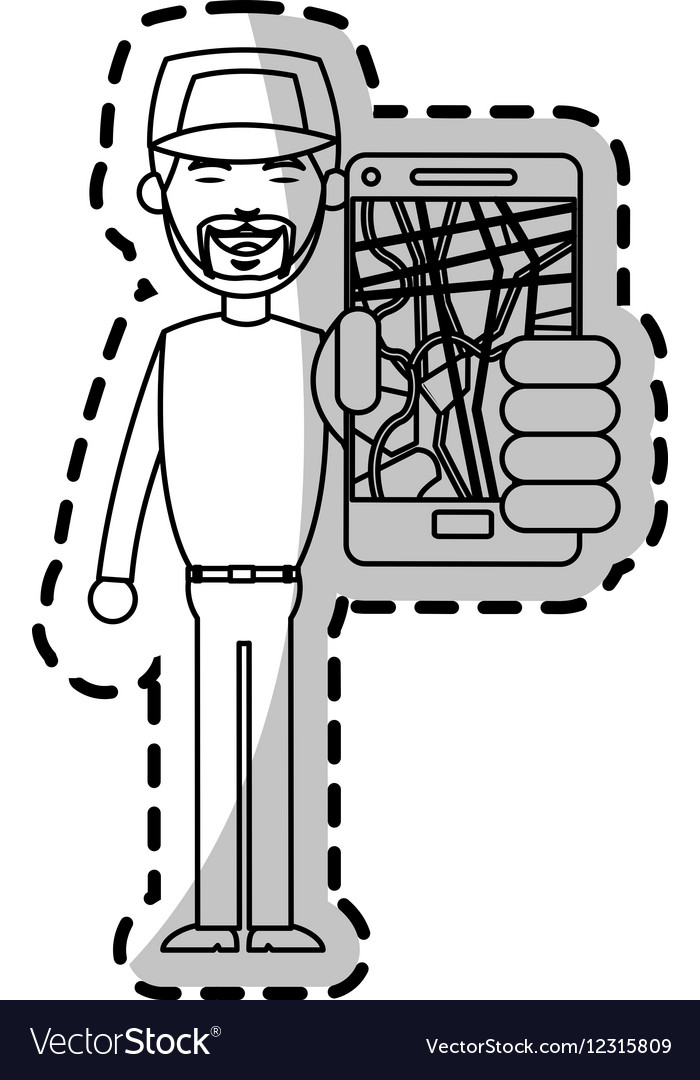 Man and smartphone with gps app design