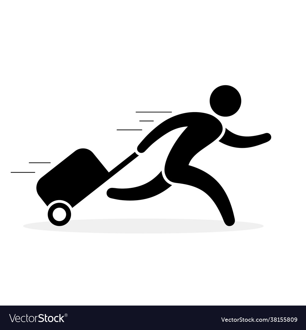 Man is running with a bag hurrying vector image Man is running with a bag hurrying