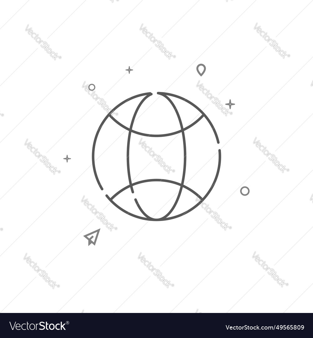 Planet globe simple line icon symbol