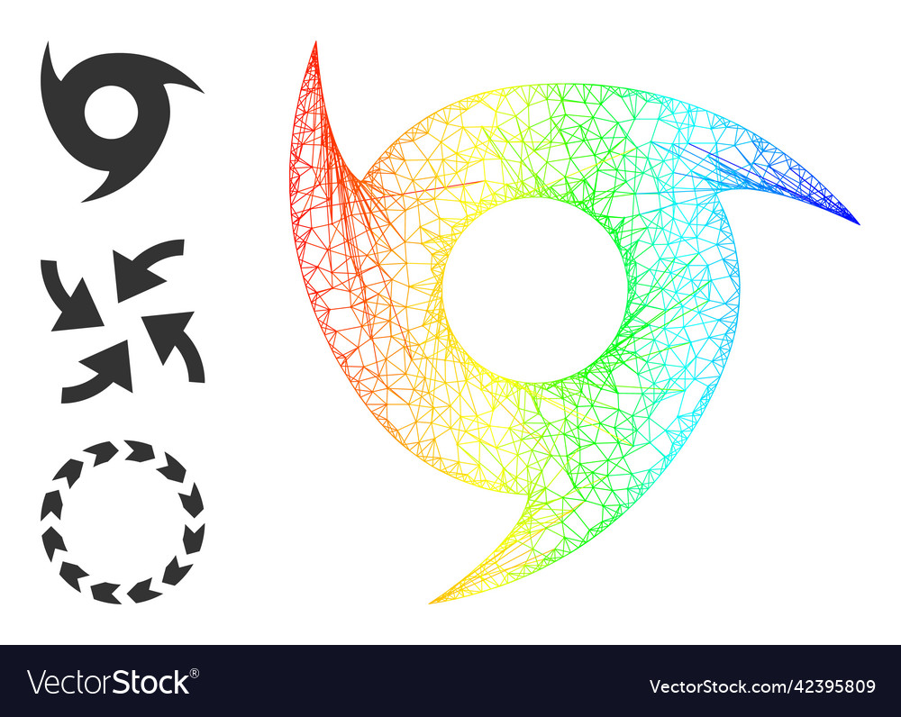 Rainbow gradient net mesh hurricane icon vector image Rainbow gradient net mesh hurricane icon