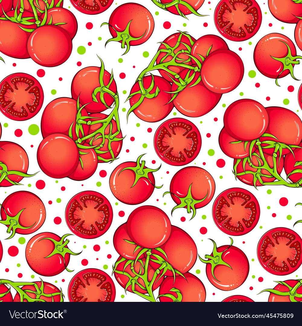 Seamless pattern with tomatoes vector image Seamless pattern with tomatoes