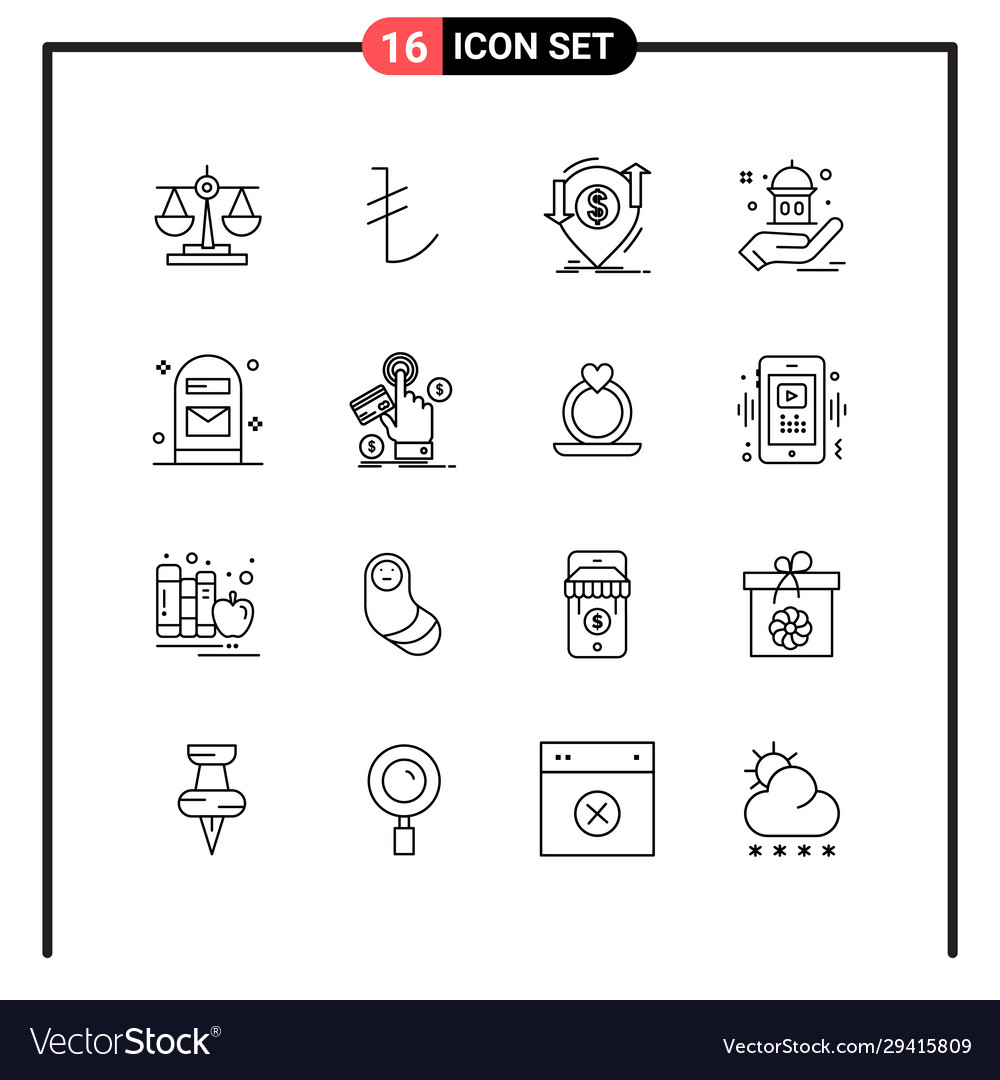 Set 16 line style icons for web and mobile