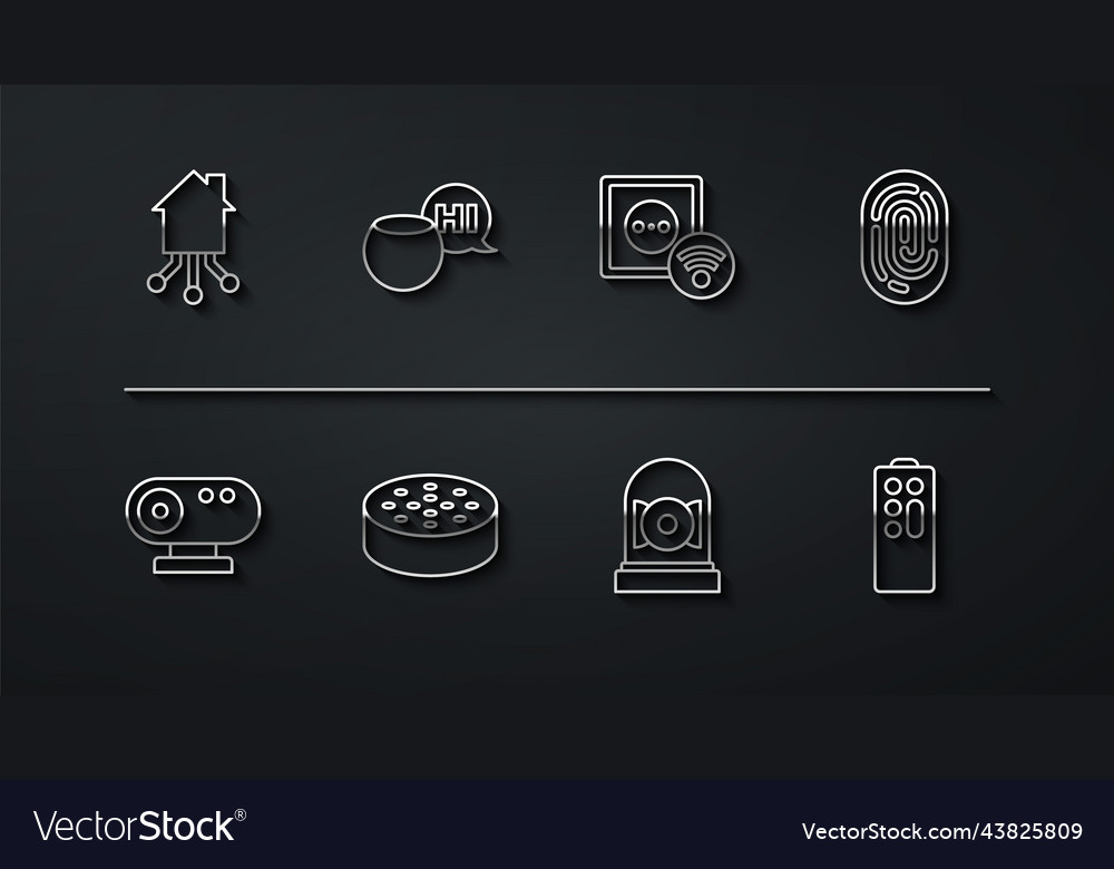 Set line smart home web camera fingerprint vector image Set line smart home web camera fingerprint