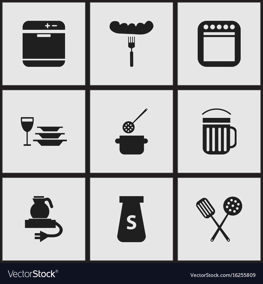 Set of 9 editable restaurant icons includes