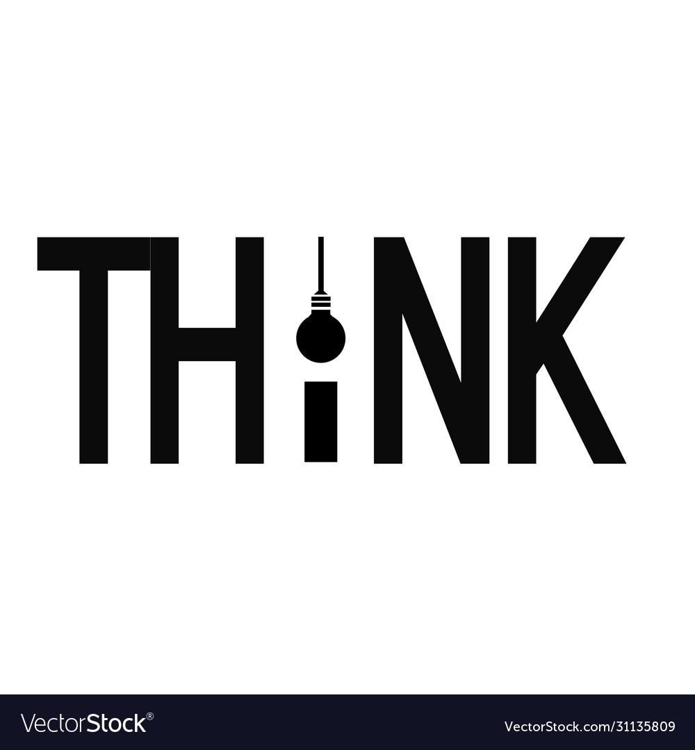 Think Word Black With Lightbulb Logo Icon On White