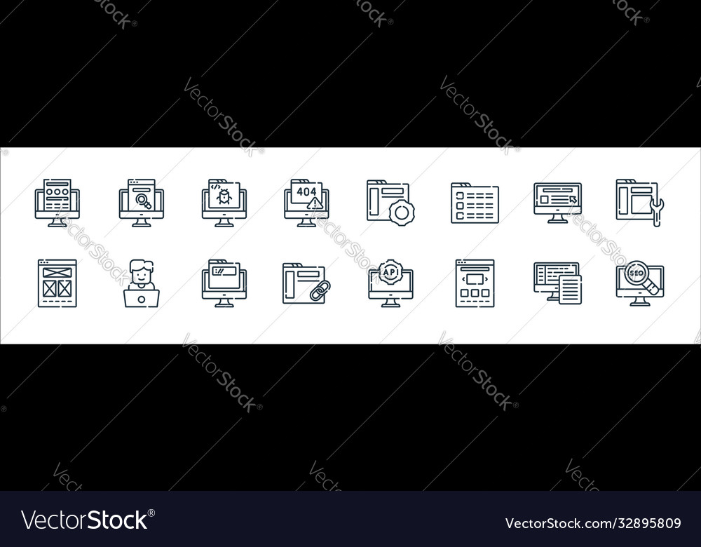 Web development line icons linear set quality