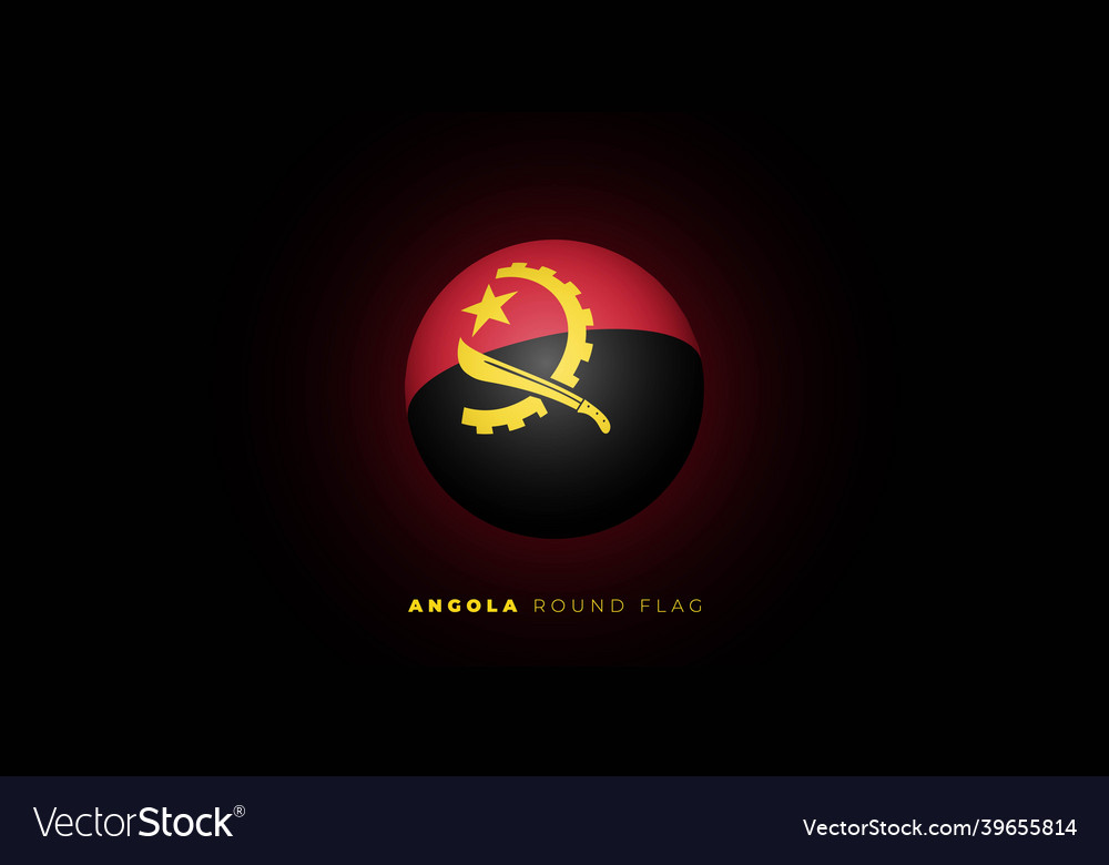 Angola round flag with 3d style design