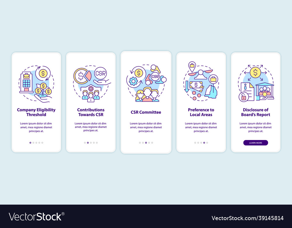 Csr basics onboarding mobile app page screen Vector Image Csr basics onboarding mobile app page screen