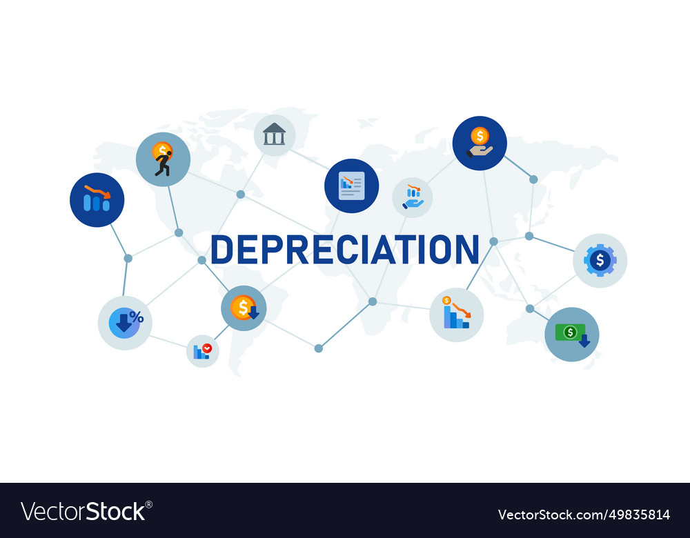 Depreciation down graph fail bankruptcy diagram