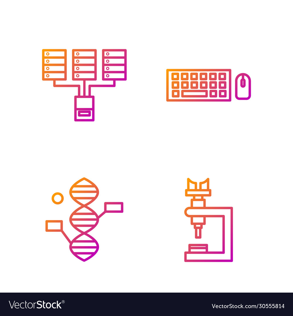 DNA & Data Icons - Microscope, Server, Web