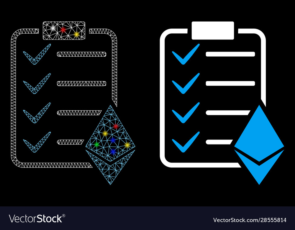 Glowing mesh network ethereum smart contract icon vector image Glowing mesh network ethereum smart contract icon