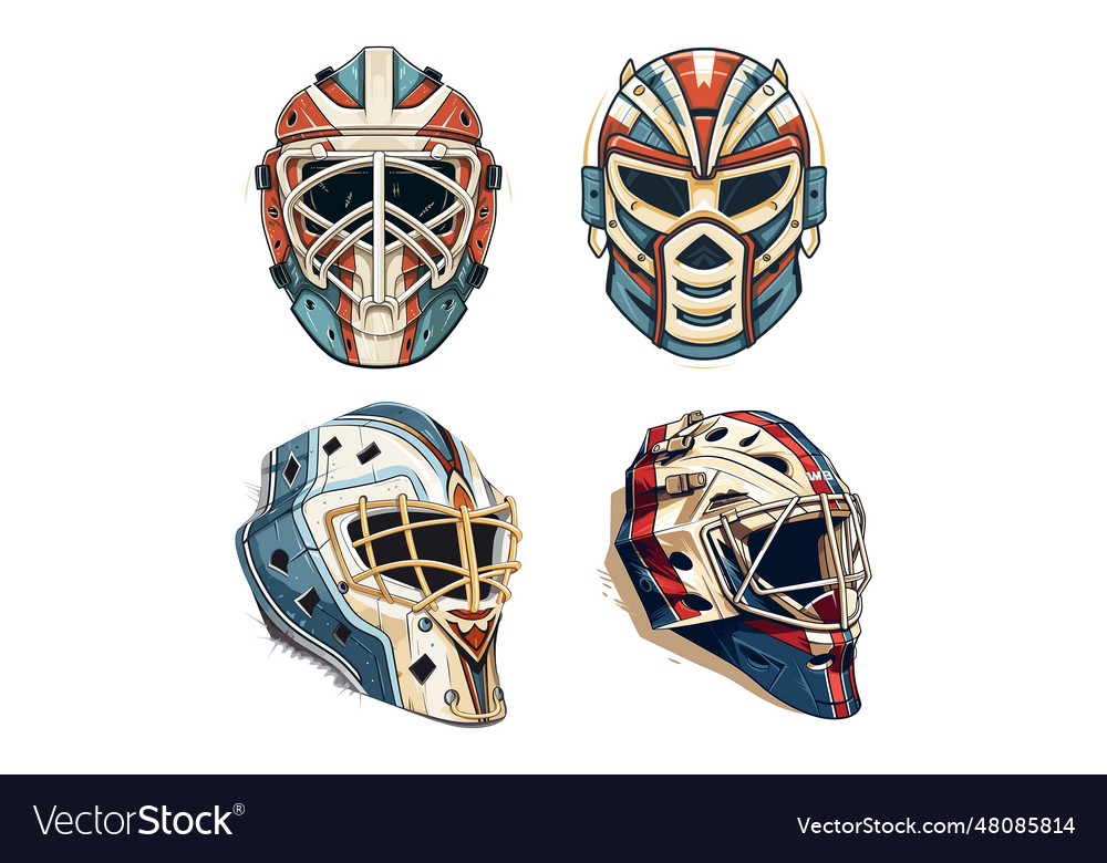 Hockey goalie mask flat Royalty Free Vector Image