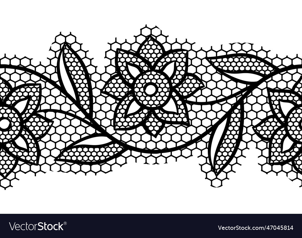 Lace floral pattern seamless border with flowers vector image Lace floral pattern seamless border with flowers