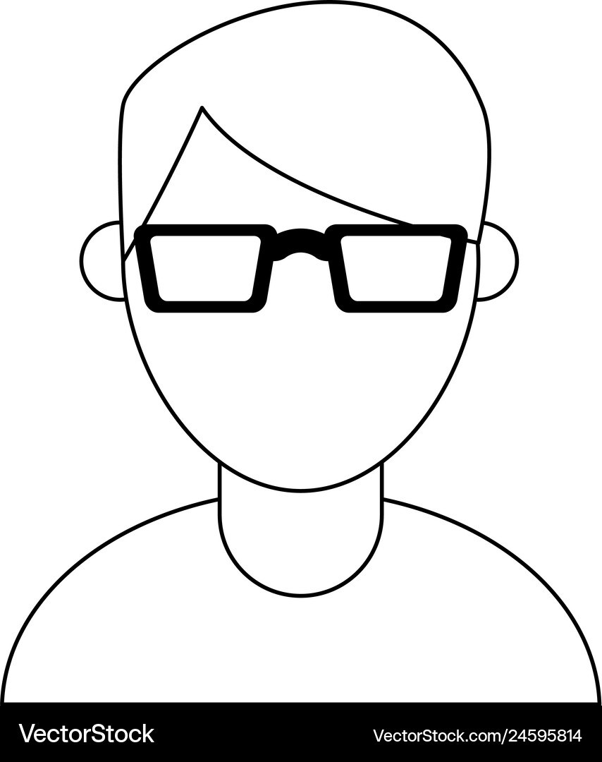 Man with glasses faceless avatar profile black Vector Image