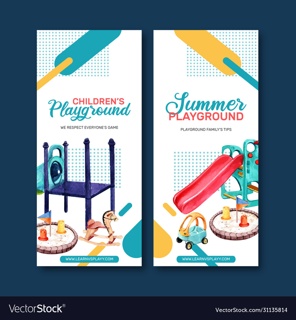 Playground flyer design with jungle gym slide Vector Image