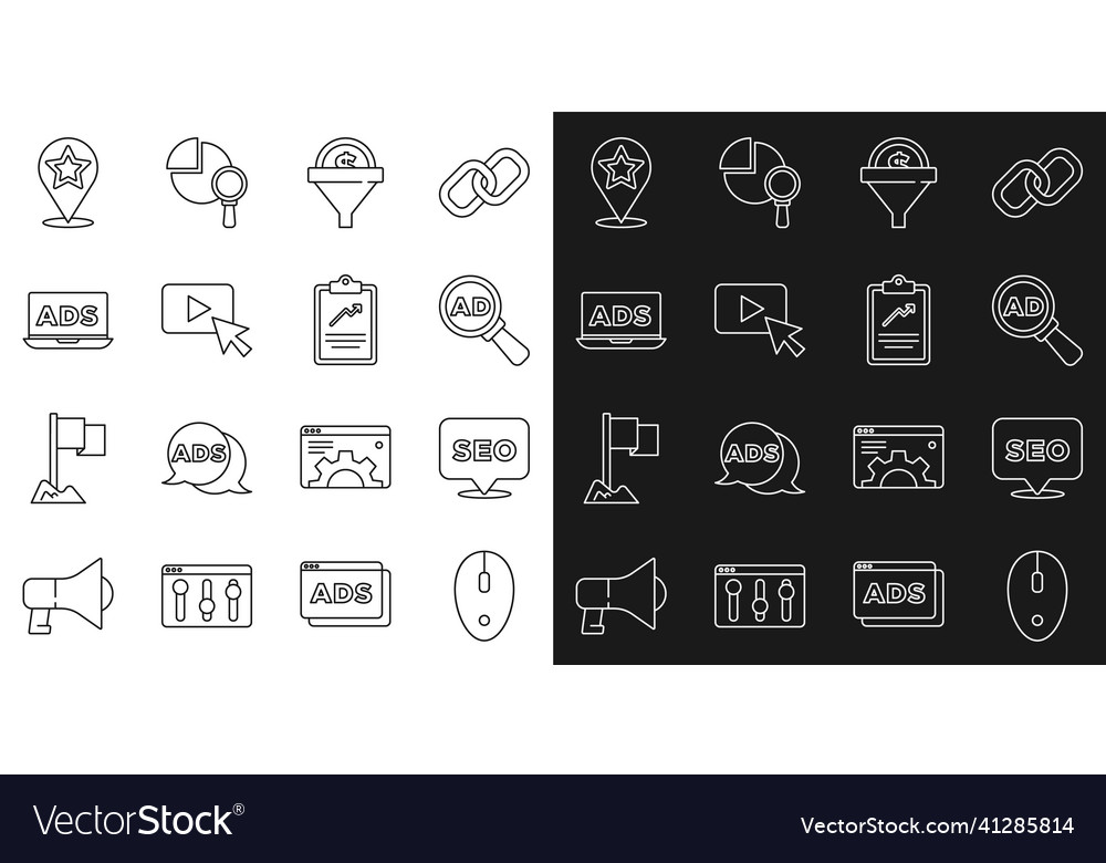 Set line computer mouse seo optimization vector image Set line computer mouse seo optimization