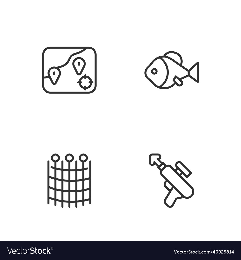 Set line fishing harpoon net pattern location Vector Image Set line fishing harpoon net pattern location