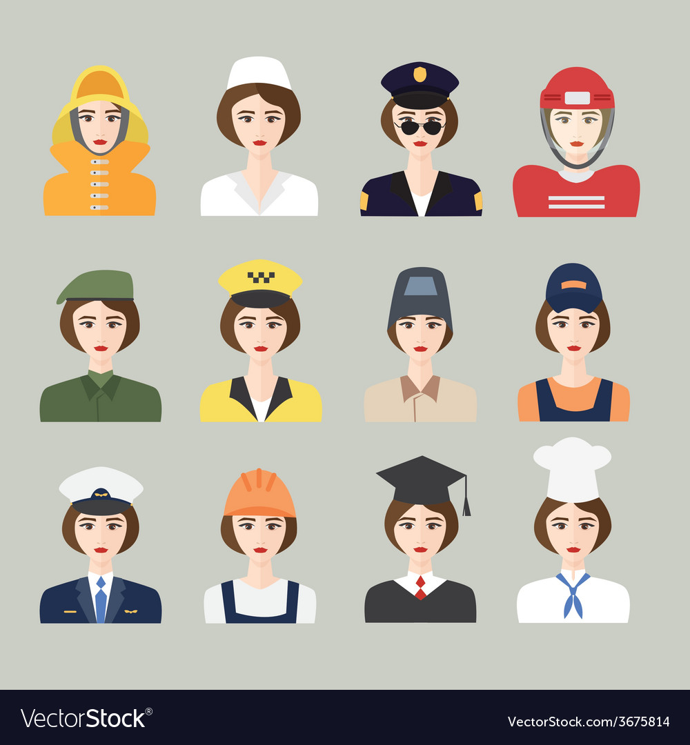 Set of icons male profession for women Royalty Free Vector