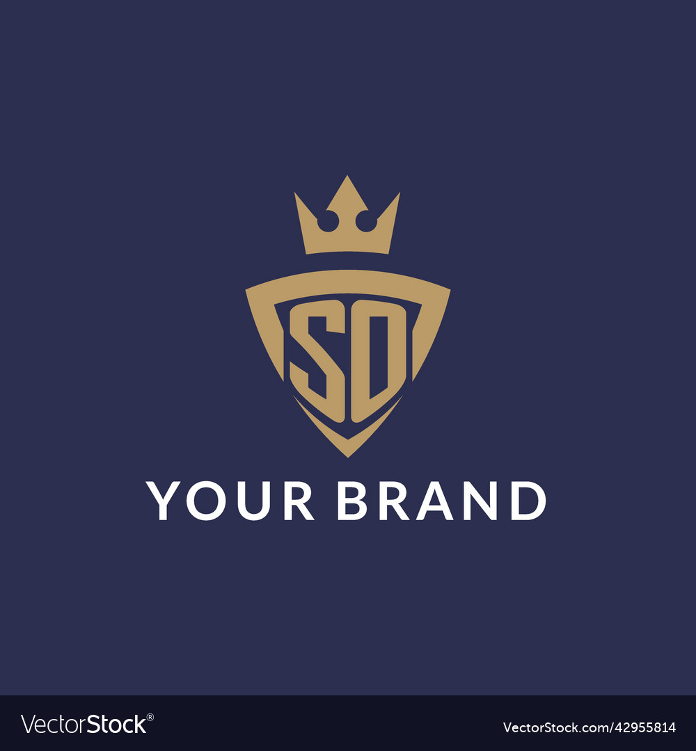 So logo with shield and crown monogram initial
