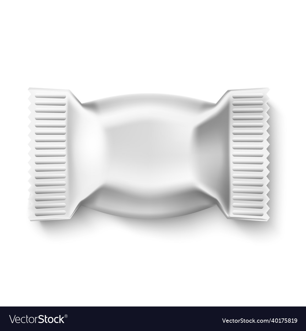 Candy wrapper realistic cocoa sweet white empty vector image Candy wrapper realistic cocoa sweet white empty