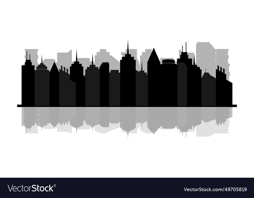 City buildings silhouettes art