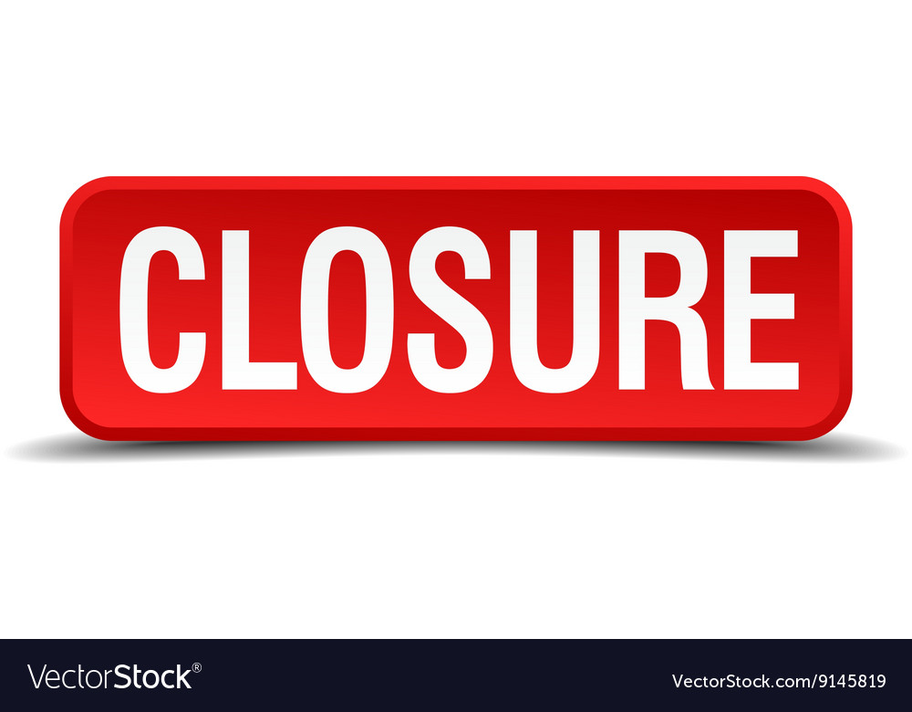 Closure red three-dimensional square button