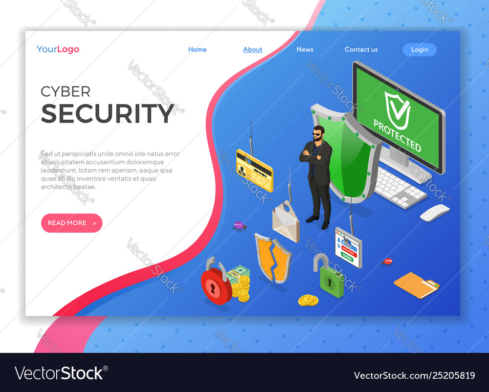 Cyber security isometric concept