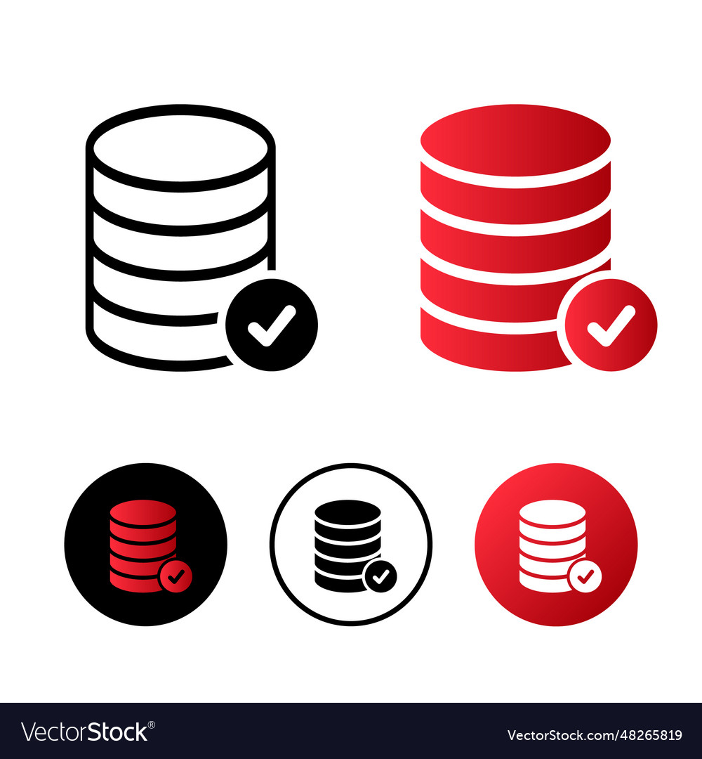 Database checkmark icon vector image Database checkmark icon
