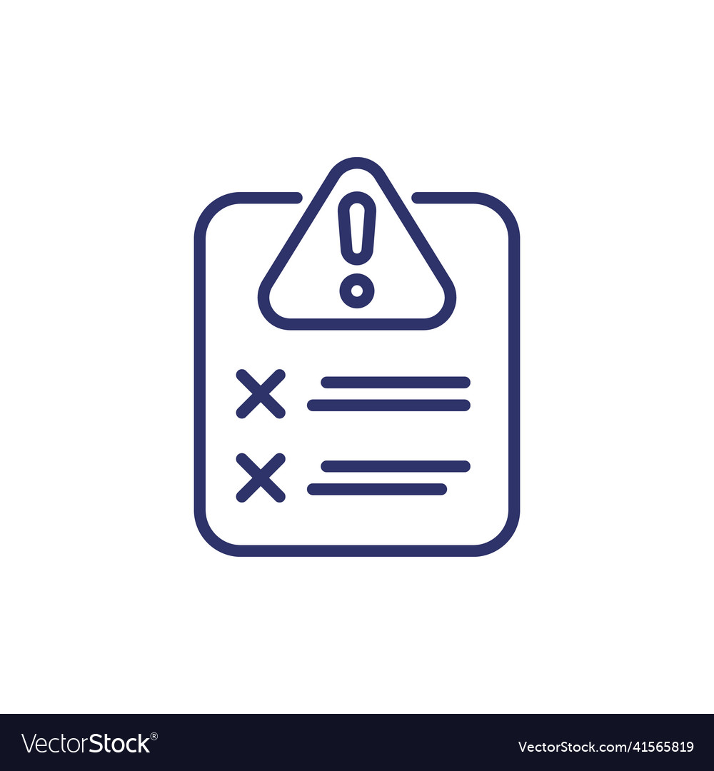 Error report or failed test line icon Royalty Free Vector
