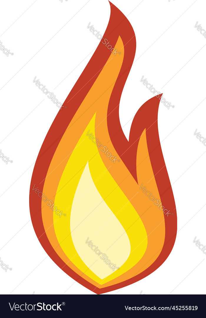 Fire flame explosion icon flat style Royalty Free Vector