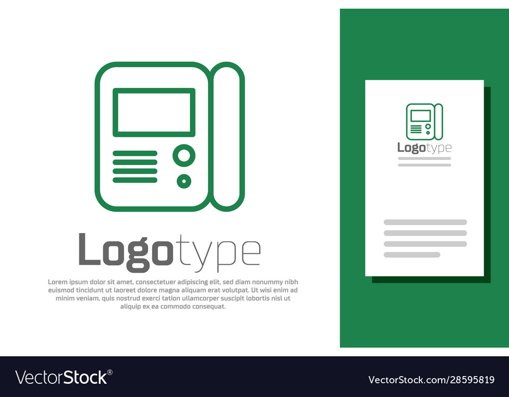Green line house intercom system icon isolated vector image Green line house intercom system icon isolated