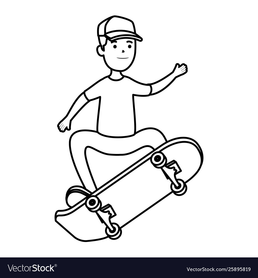 Happy young boy in skateboard Royalty Free Vector Image