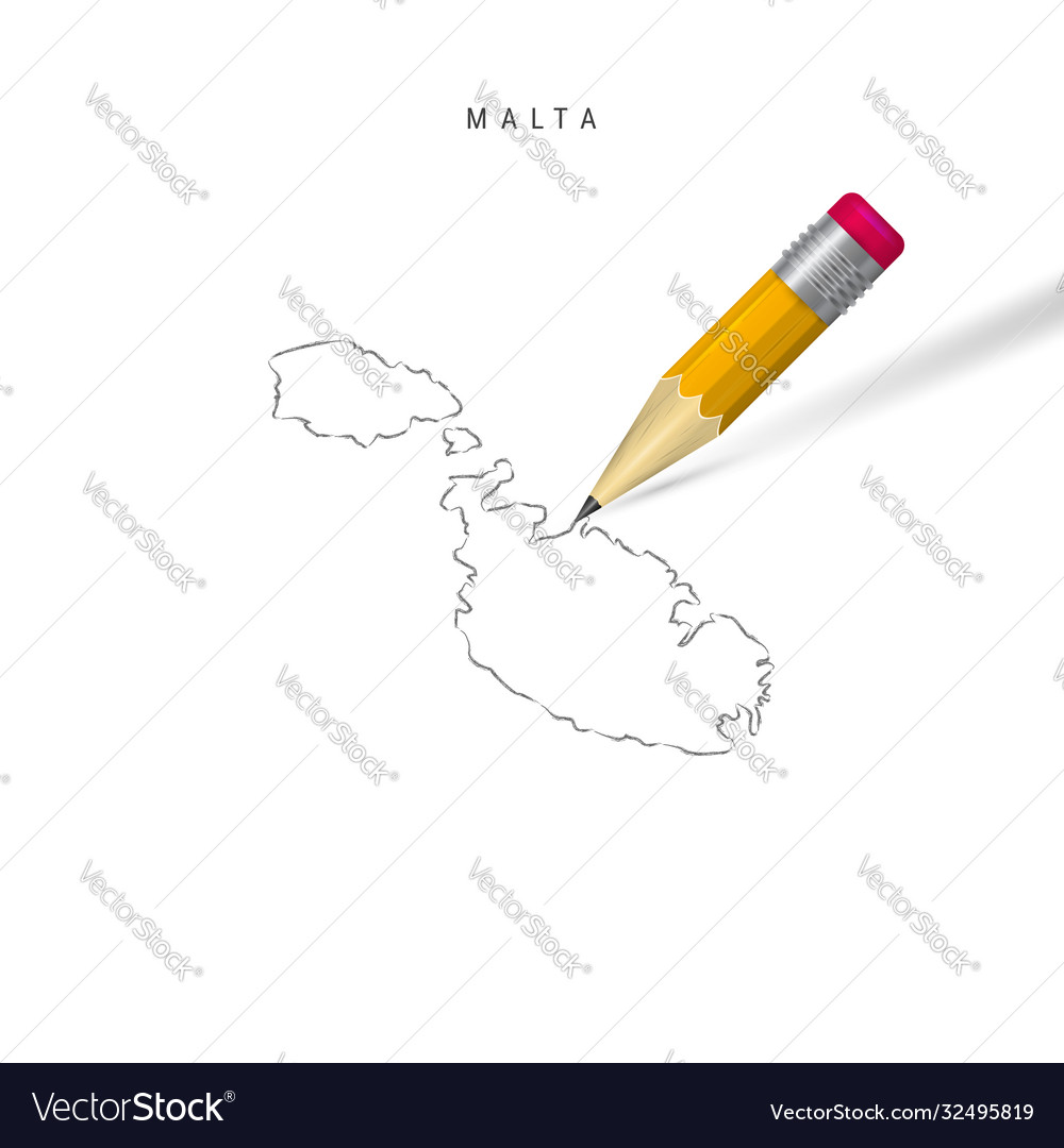 Malta freehand sketch outline map isolated