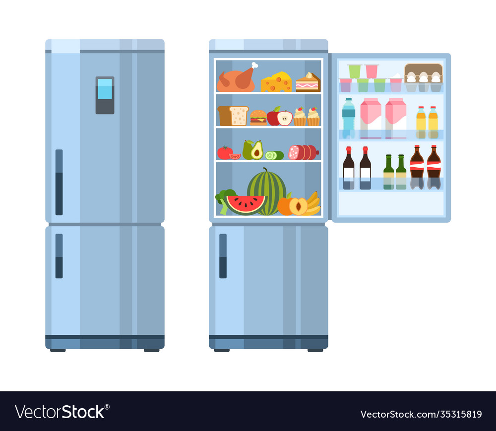 Open And Closed Fridge Refrigerator Empty And Vector Image 3136