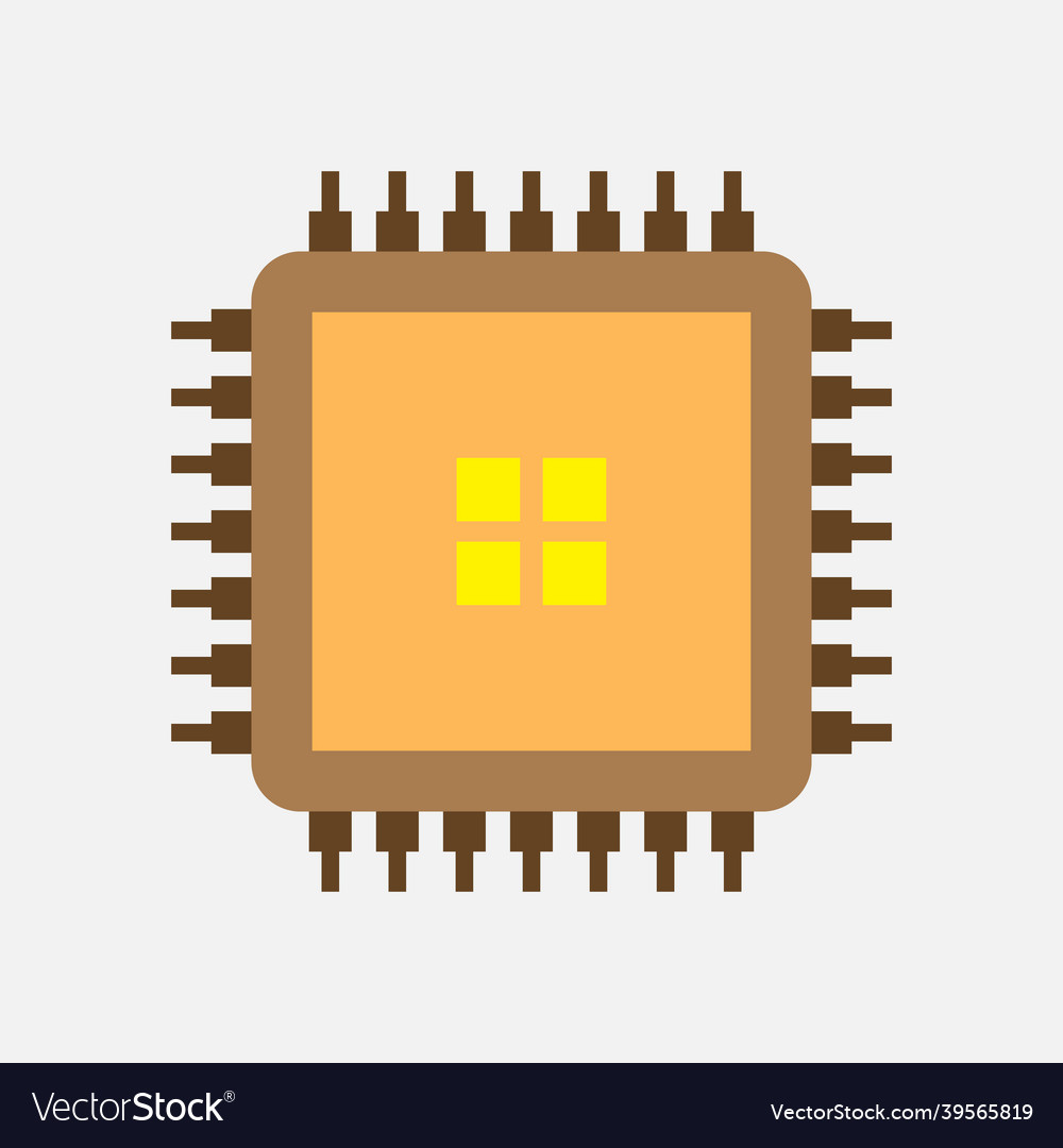 Processor icon with flat color style