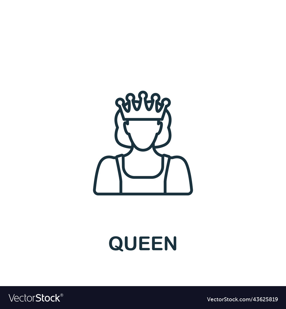 Queen icon monochrome simple line game element