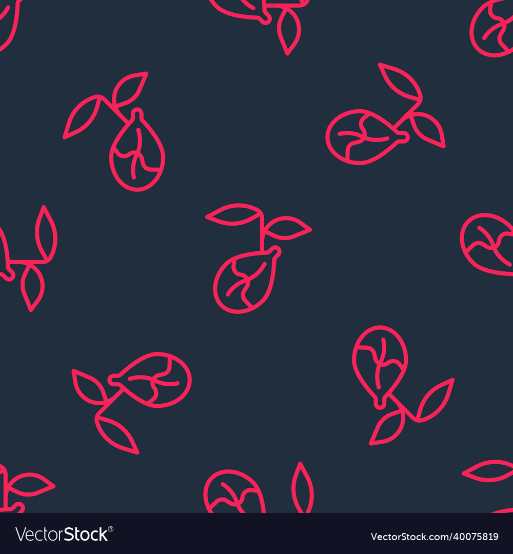 Red line sprout icon isolated seamless pattern