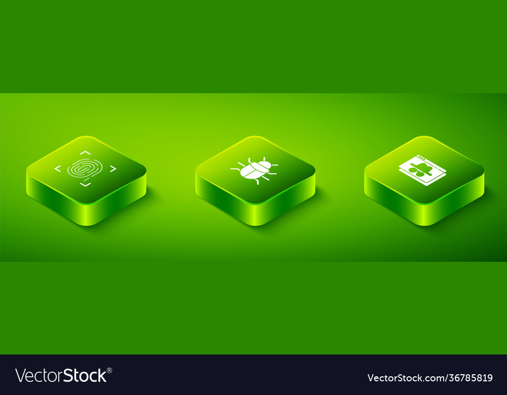 Set isometric system bug browser incognito window Vector Image Set isometric system bug browser incognito window
